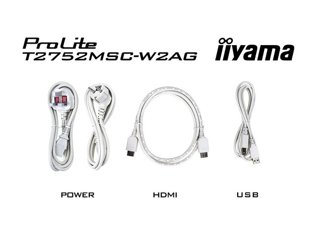 iiyama ProLite monitor T2752MSC-W1AG 27", White, Deep Contrast PCAP, 10pt touch, IPS, Scratch resistant, HDMI, DisplayPort, Anti-glare, Edge to edge glass image 10