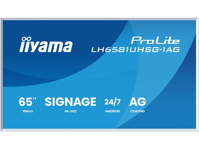 iiyama Prolite monitor LH6581UHSG-1AG 65", removable frame: magnetically attached, VA, 4K, 24/7, Landscape/Portrait, Android OS, Anti-glare image 0