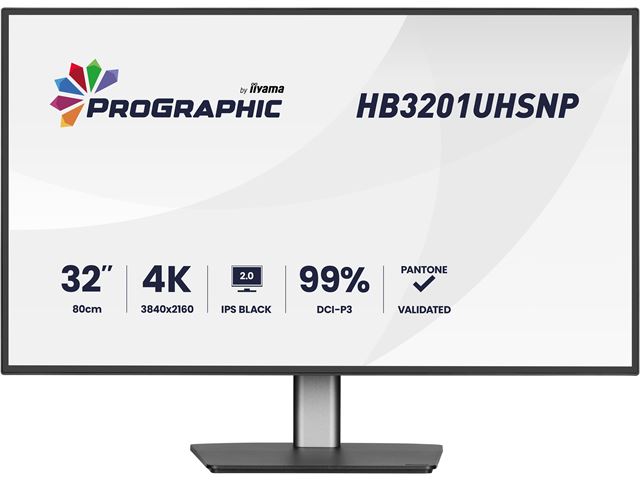 iiyama ProGraphic HB3201UHSNP-B1 monitor 32" IPS, 4K, QHD resolution, Height Adjustable, KVM switch, engineered for designers, photographers, and content creators  image 0