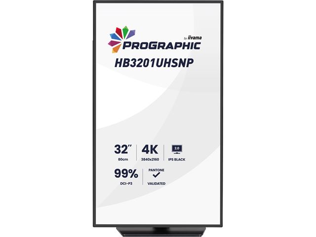 iiyama ProGraphic HB3201UHSNP-B1 monitor 32" IPS, 4K, QHD resolution, Height Adjustable, KVM switch, engineered for designers, photographers, and content creators  image 1