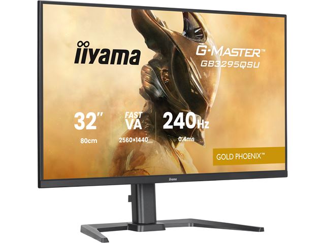 iiyama G-Master Gold Phoenix gaming monitor GB3295QSU-B1 32", 2560 x 1440, 0.4ms, FreeSync Premium, Display Port, 240hz refresh rate, Height Adjustable image 1