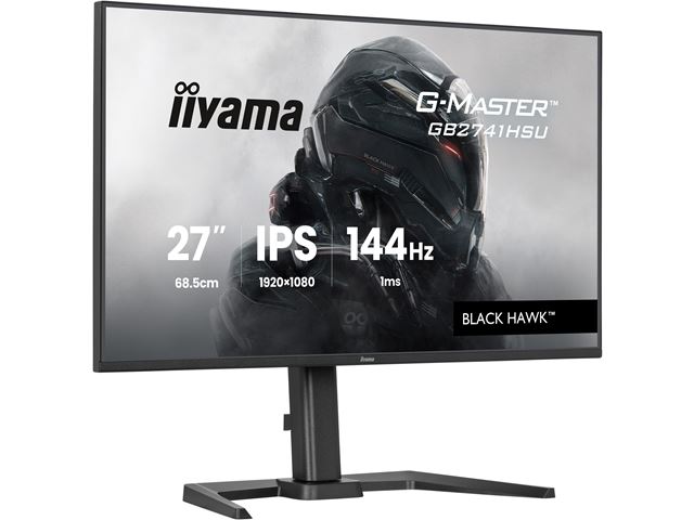 iiyama G-Master Black Hawk gaming monitor GB2741HSU-B1 27" Black, Height Adjustable, IPS, Ultra Slim Bezel, Full HD, 144Hz, 1ms, FreeSync, HDMI, Display Port, USB Hub image 2