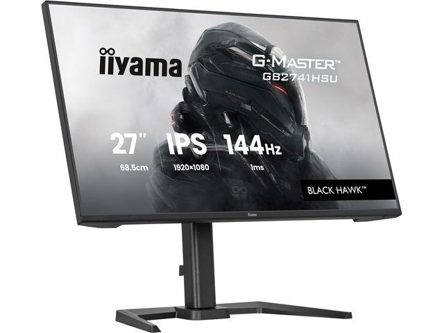 iiyama G-Master Black Hawk gaming monitor GB2741HSU-B1 27" Black, Height Adjustable, IPS, Ultra Slim Bezel, Full HD, 144Hz, 1ms, FreeSync, HDMI, Display Port, USB Hub image 3