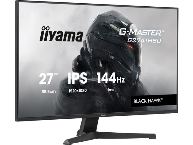 iiyama G-Master Black Hawk gaming monitor G2741HSU-B1 27" Black, IPS, Ultra Slim Bezel, Full HD, 144Hz, 1ms, FreeSync, HDMI, Display Port, USB Hub image 1