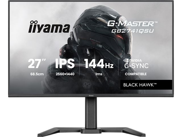 iiyama G-Master Black Hawk gaming monitor GB2741QSU-B1 27" Black, Height Adjustable, IPS, Ultra Slim Bezel, QHD Resolution, 144Hz, 1ms, FreeSync, HDMI, Display Port, USB Hub image 0