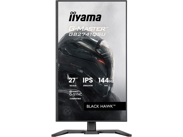 iiyama G-Master Black Hawk gaming monitor GB2741QSU-B1 27" Black, Height Adjustable, IPS, Ultra Slim Bezel, QHD Resolution, 144Hz, 1ms, FreeSync, HDMI, Display Port, USB Hub image 1