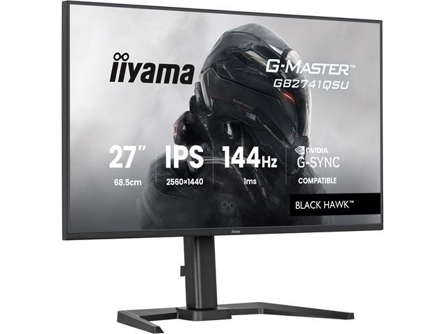 iiyama G-Master Black Hawk gaming monitor GB2741QSU-B1 27" Black, Height Adjustable, IPS, Ultra Slim Bezel, QHD Resolution, 144Hz, 1ms, FreeSync, HDMI, Display Port, USB Hub image 2