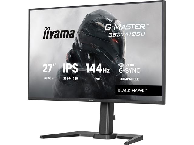 iiyama G-Master Black Hawk gaming monitor GB2741QSU-B1 27" Black, Height Adjustable, IPS, Ultra Slim Bezel, QHD Resolution, 144Hz, 1ms, FreeSync, HDMI, Display Port, USB Hub image 3