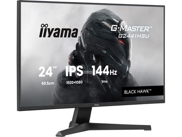 iiyama G-Master Black Hawk gaming monitor G2441HSU-B1 24" Black, IPS, Ultra Slim Bezel, Full HD, 144Hz, 1ms, FreeSync, HDMI, Display Port, USB Hub image 0