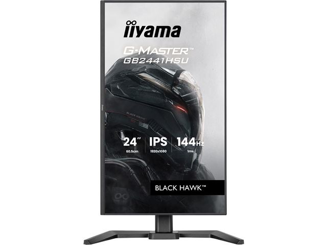 iiyama G-Master Black Hawk gaming monitor GB2441HSU-B1 24" Black, IPS, Height Adjustable, Ultra Slim Bezel, Full HD, 144Hz, 1ms, FreeSync, HDMI, Display Port, USB Hub image 1