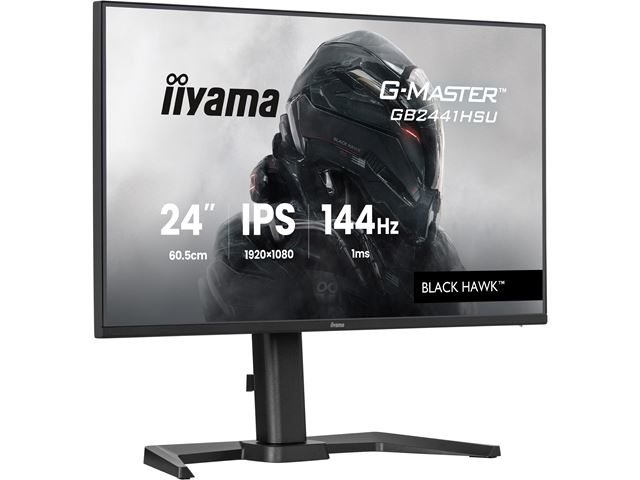 iiyama G-Master Black Hawk gaming monitor GB2441HSU-B1 24" Black, IPS, Height Adjustable, Ultra Slim Bezel, Full HD, 144Hz, 1ms, FreeSync, HDMI, Display Port, USB Hub image 2