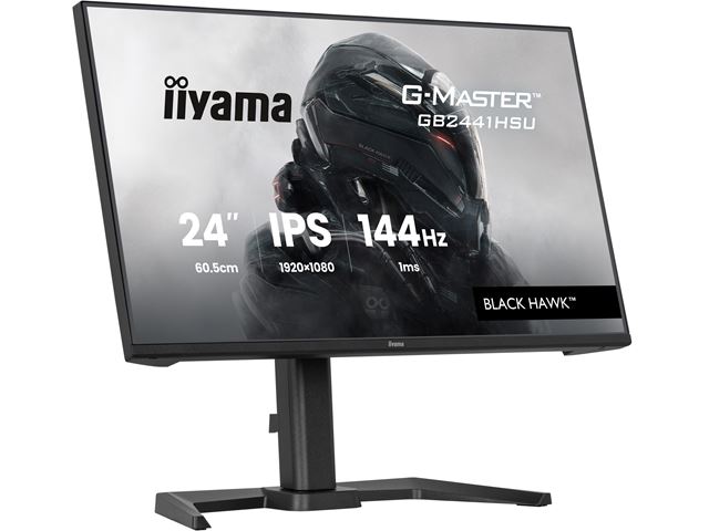 iiyama G-Master Black Hawk gaming monitor GB2441HSU-B1 24" Black, IPS, Height Adjustable, Ultra Slim Bezel, Full HD, 144Hz, 1ms, FreeSync, HDMI, Display Port, USB Hub image 3