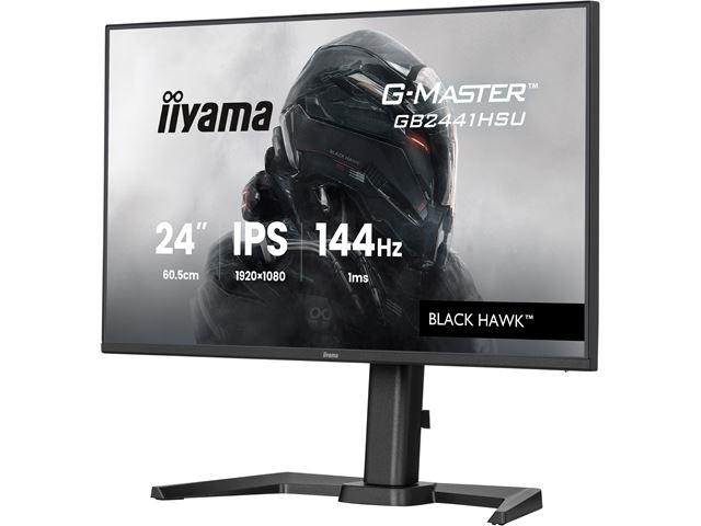 iiyama G-Master Black Hawk gaming monitor GB2441HSU-B1 24" Black, IPS, Height Adjustable, Ultra Slim Bezel, Full HD, 144Hz, 1ms, FreeSync, HDMI, Display Port, USB Hub image 4