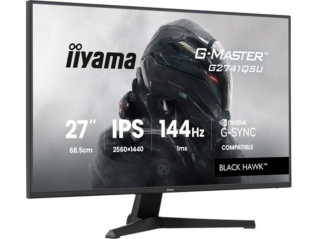 iiyama G-Master Black Hawk gaming monitor G2741QSU-B1 27" Black, IPS, Ultra Slim Bezel, QHD Resolution, 144Hz, 1ms, FreeSync, HDMI, Display Port, USB Hub image 1