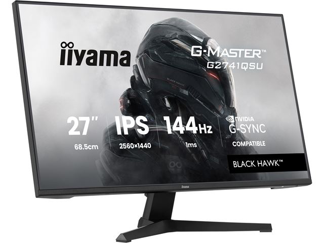 iiyama G-Master Black Hawk gaming monitor G2741QSU-B1 27" Black, IPS, Ultra Slim Bezel, QHD Resolution, 144Hz, 1ms, FreeSync, HDMI, Display Port, USB Hub image 2