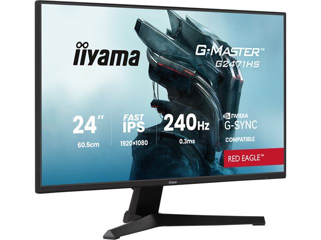 iiyama G-Master Red Eagle gaming monitor G2471HS-B1 23.8", Full HD, IPS, 240Hz, 0.3ms, Nvidia G-Sync, HDMI, Display Port image 1