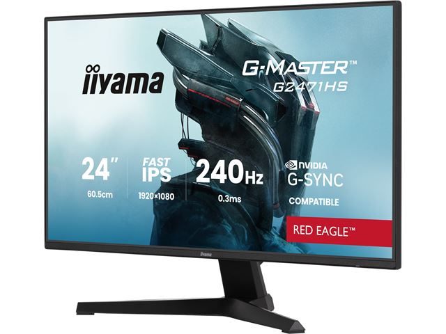 iiyama G-Master Red Eagle gaming monitor G2471HS-B1 23.8", Full HD, IPS, 240Hz, 0.3ms, Nvidia G-Sync, HDMI, Display Port image 2