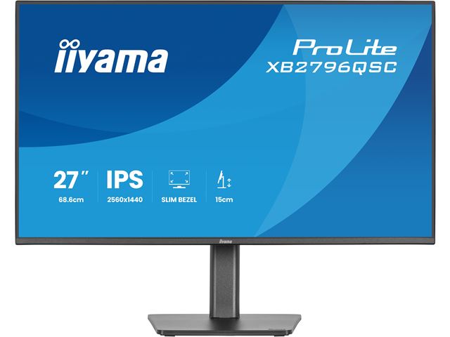 iiyama ProLite Monitor XB2796QSC-B1 27", Black, QHD Resolution, Height Adjustable, IPS Panel, USB-C connection, Blue Light Reducer, Flicker Free image 0
