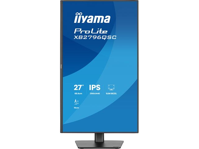 iiyama ProLite Monitor XB2796QSC-B1 27", Black, QHD Resolution, Height Adjustable, IPS Panel, USB-C connection, Blue Light Reducer, Flicker Free image 1
