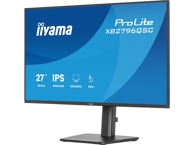 iiyama ProLite Monitor XB2796QSC-B1 27", Black, QHD Resolution, Height Adjustable, IPS Panel, USB-C connection, Blue Light Reducer, Flicker Free image 3