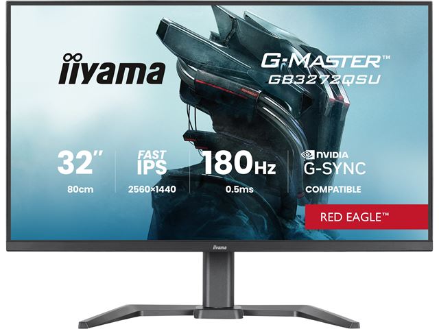 iiyama G-Master Red Eagle gaming monitor GB3272QSU-B1 32" Black, 2560 x 1440, 0.5ms, 180hz, Nvidia G-Sync, HDMI, DisplayPort, Height Adjustable, PIP and PBP image 0