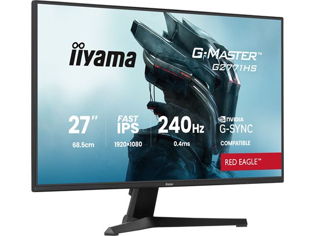 iiyama G-Master Red Eagle gaming monitor G2771HS-B1 27" Black, Ultra Slim Bezel, IPS, 240Hz, 0.4ms, Nvidia G-Sync, HDMI, Display Port, Black Tuner image 1