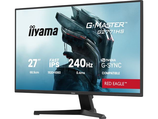 iiyama G-Master Red Eagle gaming monitor G2771HS-B1 27" Black, Ultra Slim Bezel, IPS, 240Hz, 0.4ms, Nvidia G-Sync, HDMI, Display Port, Black Tuner image 2