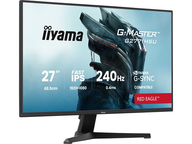 iiyama G-Master Red Eagle gaming monitor G2771HSU-B1 27" Black, Ultra Slim Bezel, IPS, 240Hz, 0.4ms, Nvidia G-Sync, HDMI, Display Port, USB Hub image 1