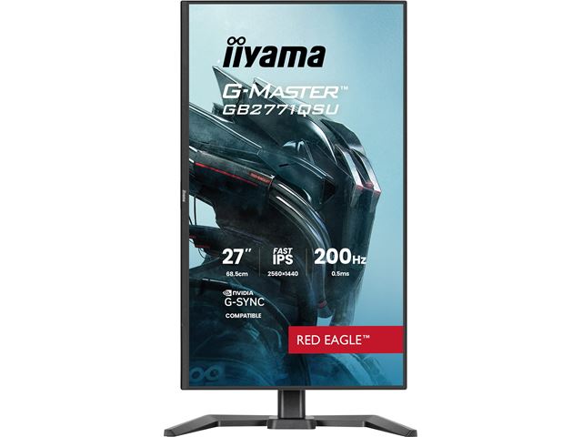 iiyama G-Master Red Eagle gaming monitor GB2771QSU-B1 27" Black, Height Adjustable, QHD Resolution, Ultra Slim Bezel, IPS, 200Hz, 0.5ms, Nvidia G-Sync, HDMI, Display Port, USB Hub image 1