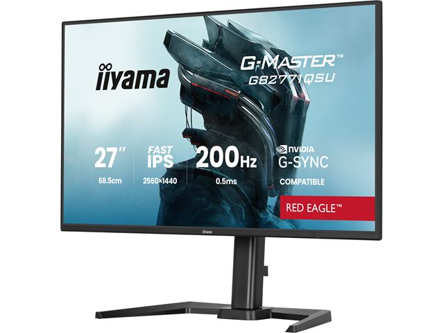 iiyama G-Master Red Eagle gaming monitor GB2771QSU-B1 27" Black, Height Adjustable, QHD Resolution, Ultra Slim Bezel, IPS, 200Hz, 0.5ms, Nvidia G-Sync, HDMI, Display Port, USB Hub image 3