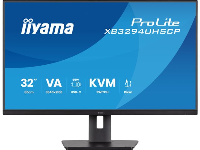 iiyama ProLite monitor XB3294UHSCP-B1 32" 4K, height adjustable, HDMI, VA panel, KVM Switch, USB-C connection (95W), KVM Switch and PiP/PbP image 0