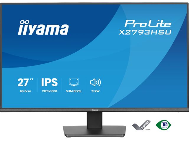 iiyama ProLite monitor X2793HSU-B1 27" IPS, 120Hz, Black, 4-side slim bezel and C energy class, HDMI, Display Port, USB Hub image 0