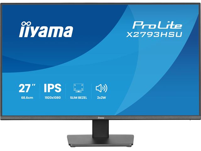 iiyama ProLite monitor X2793HSU-B1 27" IPS, 120Hz, Black, 4-side slim bezel and C energy class, HDMI, Display Port, USB Hub image 2