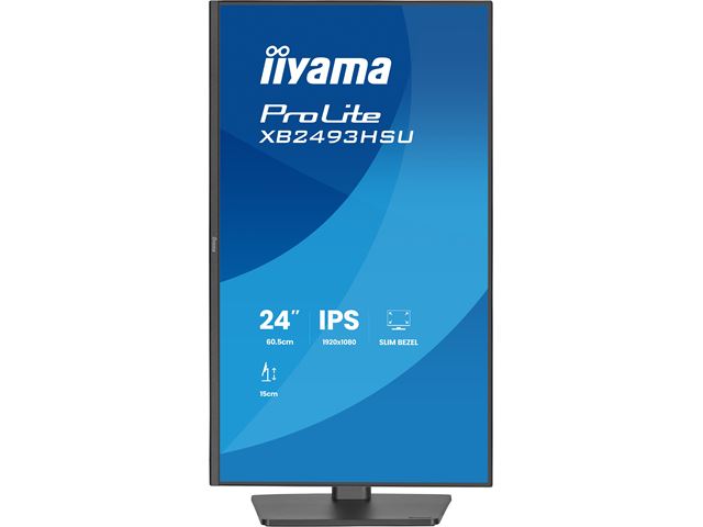 iiyama ProLite monitor XB2493HSU-B1 24" IPS, Height Adjustable, 120Hz, Black, 4-side slim bezel and C energy class, HDMI, Display Port, USB Hub image 3