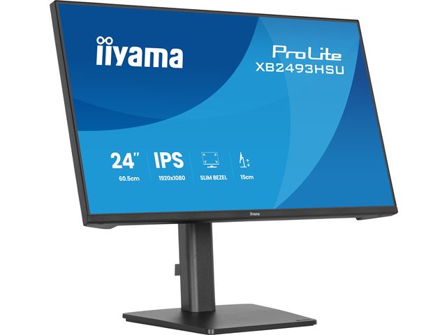 iiyama ProLite monitor XB2493HSU-B1 24" IPS, Height Adjustable, 120Hz, Black, 4-side slim bezel and C energy class, HDMI, Display Port, USB Hub image 6