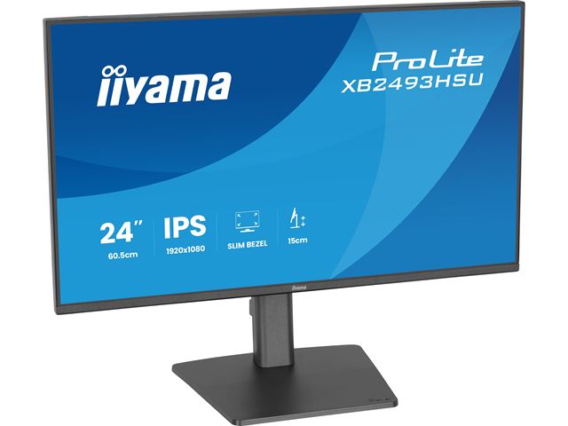 iiyama ProLite monitor XB2493HSU-B1 24" IPS, Height Adjustable, 120Hz, Black, 4-side slim bezel and C energy class, HDMI, Display Port, USB Hub image 7
