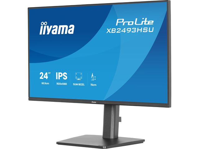 iiyama ProLite monitor XB2493HSU-B1 24" IPS, Height Adjustable, 120Hz, Black, 4-side slim bezel and C energy class, HDMI, Display Port, USB Hub image 8