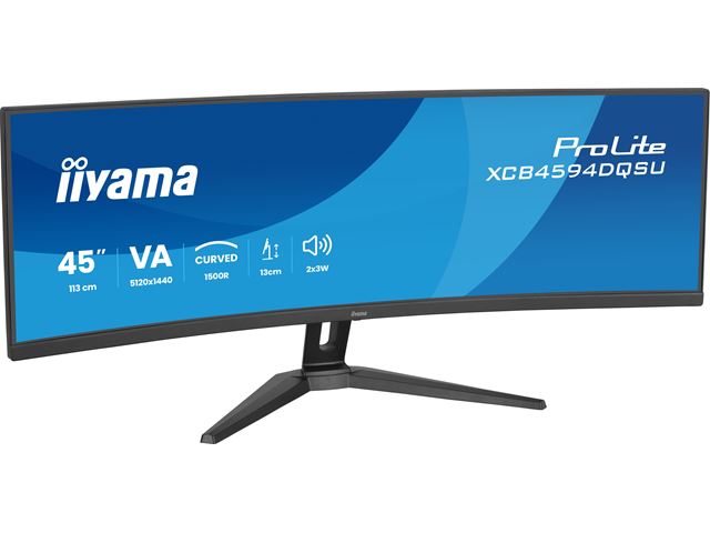 iiyama ProLite curved monitor XCB4594DQSU-B1 45" VA Dual QHD panel with USB Hub, HDMI and Height Adjustment, 450 cd/m² brightness image 0
