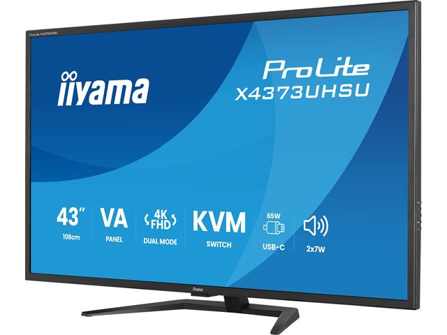 iiyama Prolite monitor X4373UHSU-B2 VA LED, USB-C, 4K, Picture-by/in-Picture, USB hub, flicker free, KVM Switch image 6