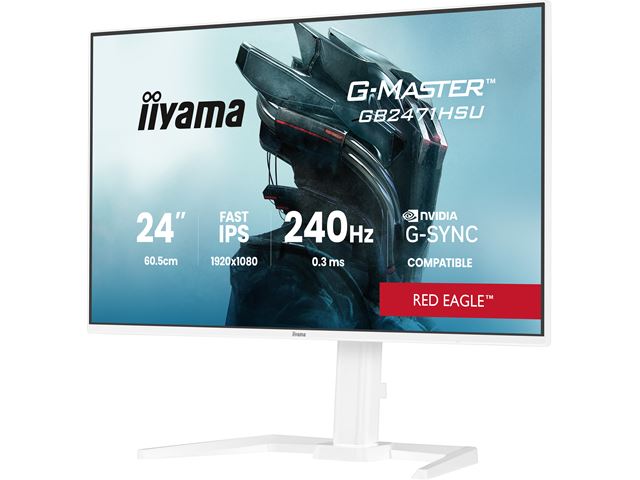 iiyama G-Master Red Eagle gaming monitor GB2471HSU-W1 23.8", White, Height Adjustable, Full HD, IPS, 240Hz, 0.3ms, Nvidia G-Sync, HDMI, Display Port image 11