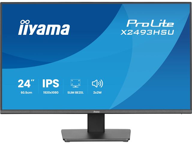 iiyama ProLite monitor X2493HSU-B1 24" IPS, 120Hz, Black, 4-side slim bezel and C energy class, HDMI, Display Port, USB Hub image 1