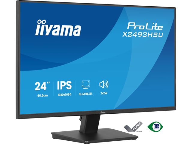 iiyama ProLite monitor X2493HSU-B1 24" IPS, 120Hz, Black, 4-side slim bezel and C energy class, HDMI, Display Port, USB Hub image 4