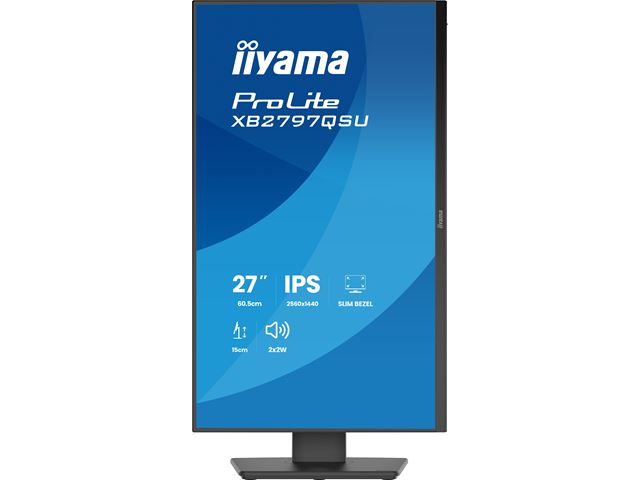 iiyama ProLite monitor XB2797QSU-B1 27" IPS, Height Adjustable, 2560x1440, 4-side slim bezel, 75hz, Black, HDMI, Display Port, image 3