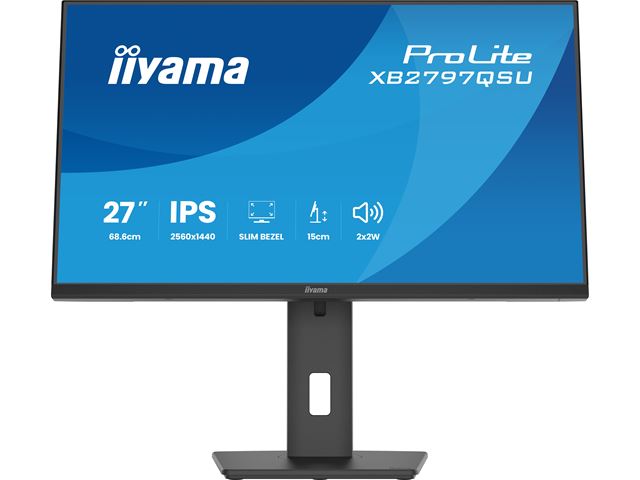 iiyama ProLite monitor XB2797QSU-B1 27" IPS, Height Adjustable, 2560x1440, 4-side slim bezel, 75hz, Black, HDMI, Display Port, image 4