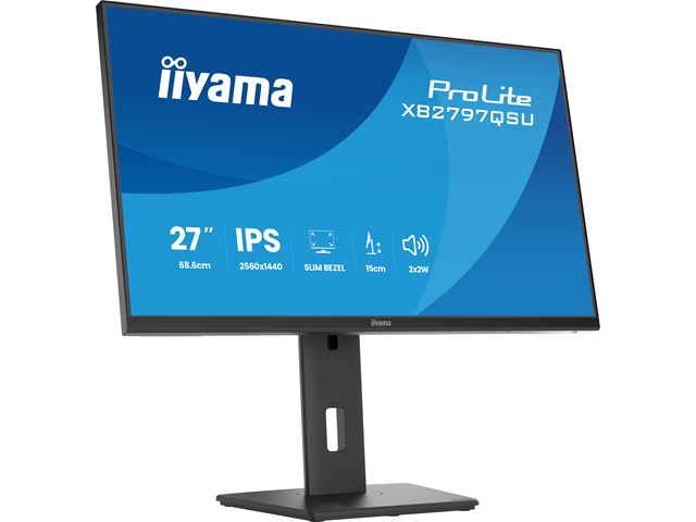 iiyama ProLite monitor XB2797QSU-B1 27" IPS, Height Adjustable, 2560x1440, 4-side slim bezel, 75hz, Black, HDMI, Display Port, image 8