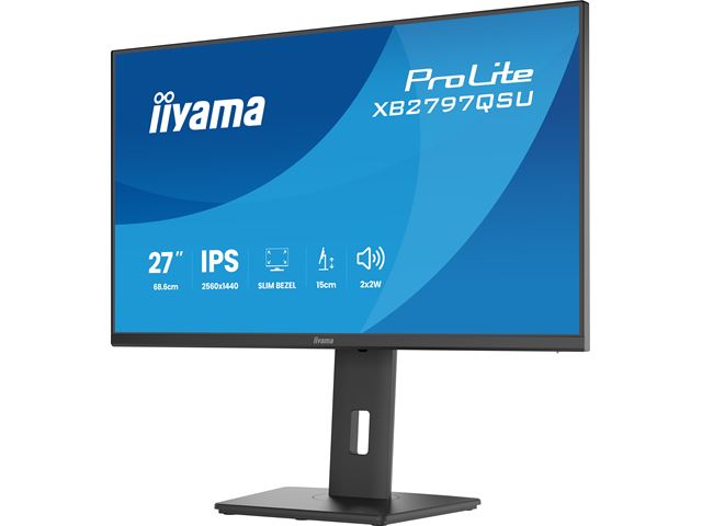 iiyama ProLite monitor XB2797QSU-B1 27" IPS, Height Adjustable, 2560x1440, 4-side slim bezel, 75hz, Black, HDMI, Display Port, image 10