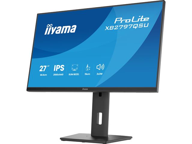 iiyama ProLite monitor XB2797QSU-B1 27" IPS, Height Adjustable, 2560x1440, 4-side slim bezel, 75hz, Black, HDMI, Display Port, image 11