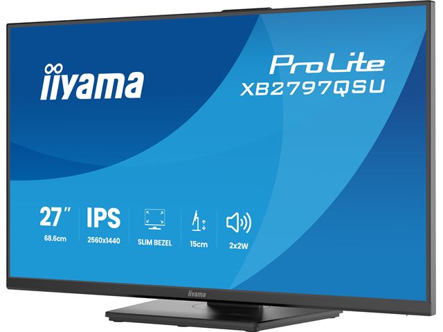 iiyama ProLite monitor XB2797QSU-B1 27" IPS, Height Adjustable, 2560x1440, 4-side slim bezel, 75hz, Black, HDMI, Display Port, image 12