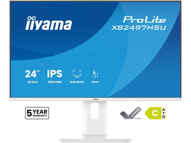 iiyama ProLite monitor XB2497HSU-W1 24" IPS, White, Full HD, energy label C, HDMI, Display Port, 120 hz, Height Adjustable, Eye Comfort  image 0