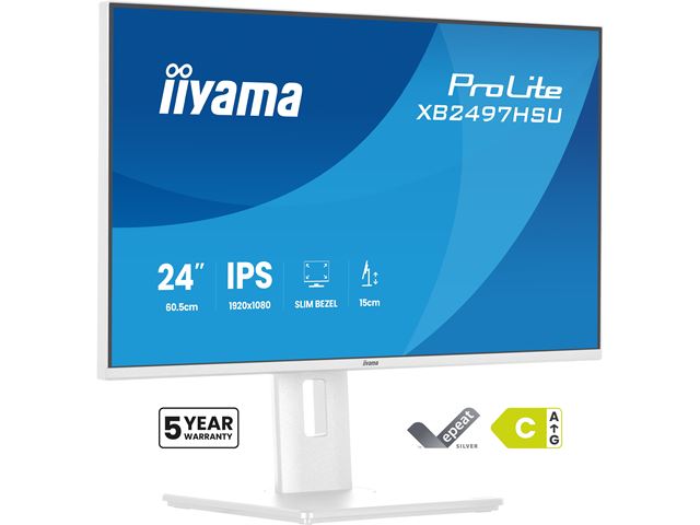 iiyama ProLite monitor XB2497HSU-W1 24" IPS, White, Full HD, energy label C, HDMI, Display Port, 120 hz, Height Adjustable, Eye Comfort  image 11